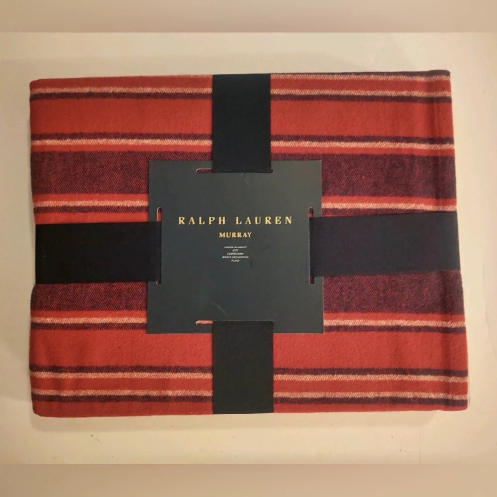 RALPH LAUREN 54”x 72” MURRAY Throw Blanket - Plaid 100% Cotton- Made in India